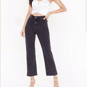 Nasty Gal Straight Leg Jeans Raw Hem